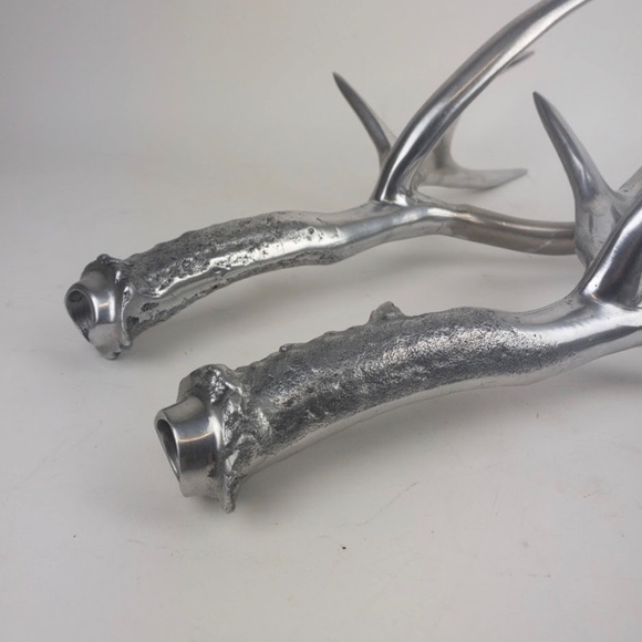 ARTHUR COURT Rare Vintage Cast Aluminum Deer Stag Antler Candlestick Pair - Picture 9 of 12